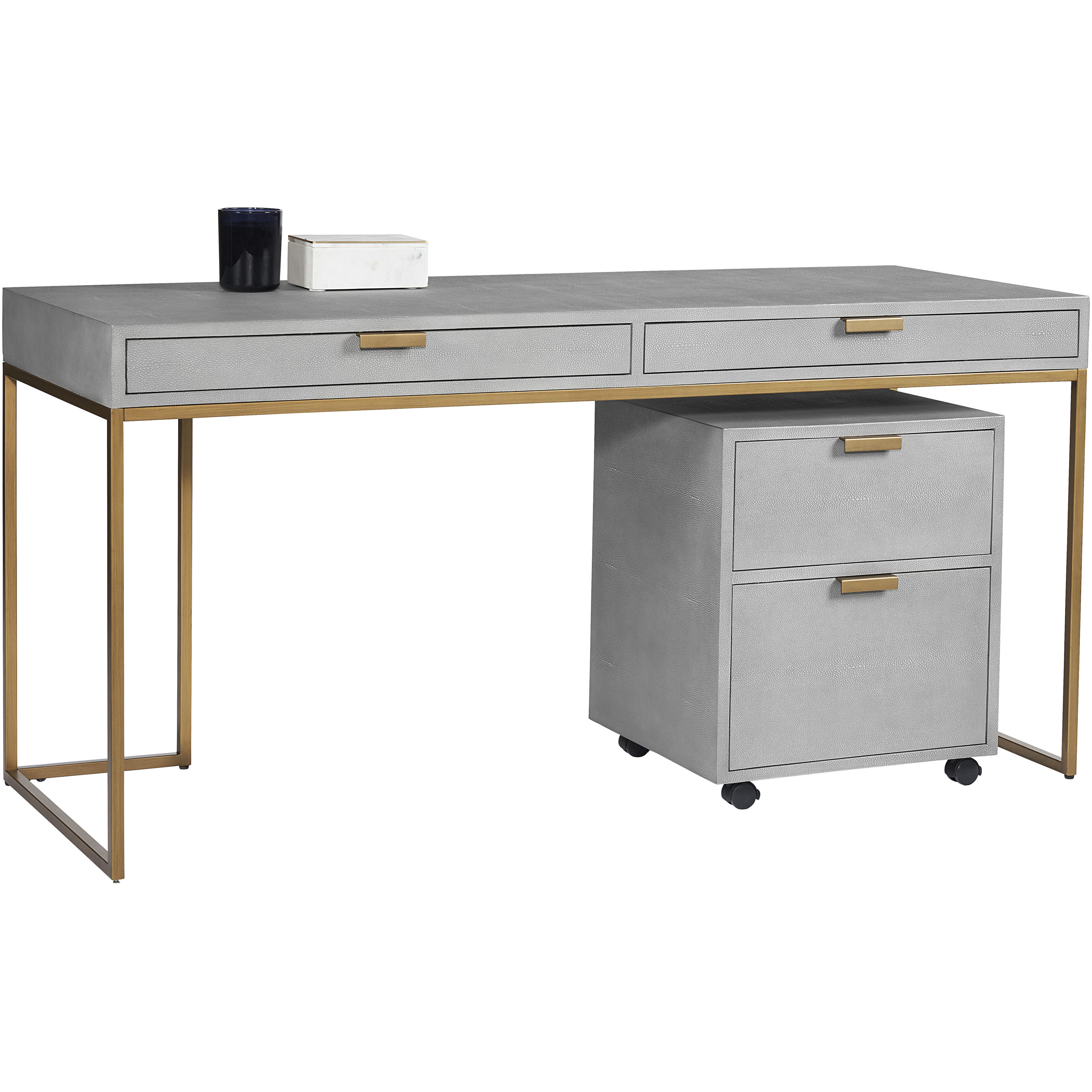 Jiro 63 X 24.25 inch Grey Shagreen Desk